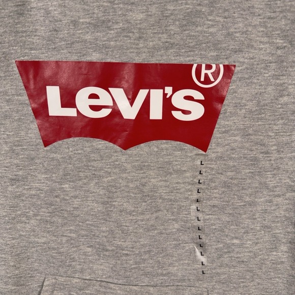 Levis Sweatshirt Hoodie Boys Large Gray Red Batwing Logo Pullover 12-13 yrs NEW - Picture 3 of 9